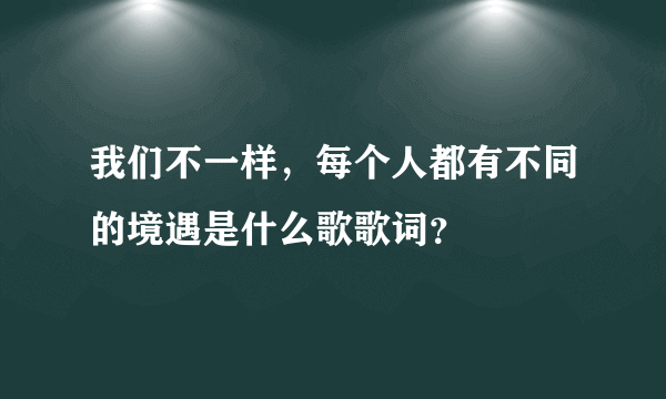 我们不一样，每个人都有不同的境遇是什么歌歌词？