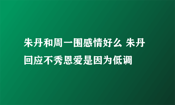 朱丹和周一围感情好么 朱丹回应不秀恩爱是因为低调