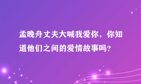 孟晚舟丈夫大喊我爱你，你知道他们之间的爱情故事吗？