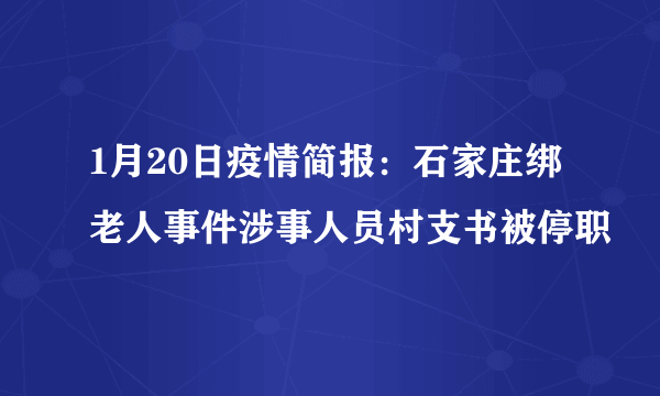 1月20日疫情简报：石家庄绑老人事件涉事人员村支书被停职