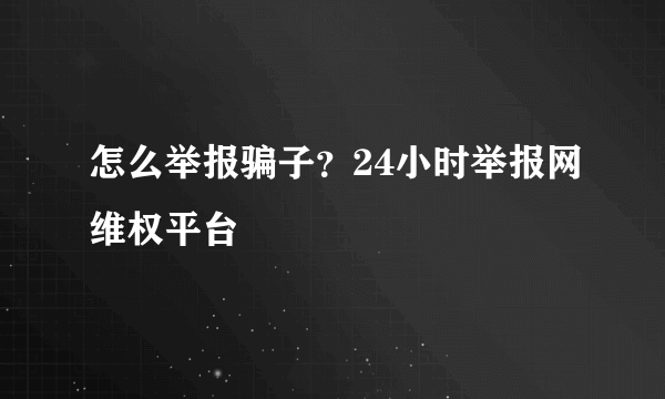 怎么举报骗子？24小时举报网维权平台