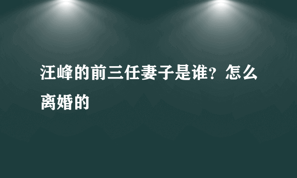 汪峰的前三任妻子是谁？怎么离婚的