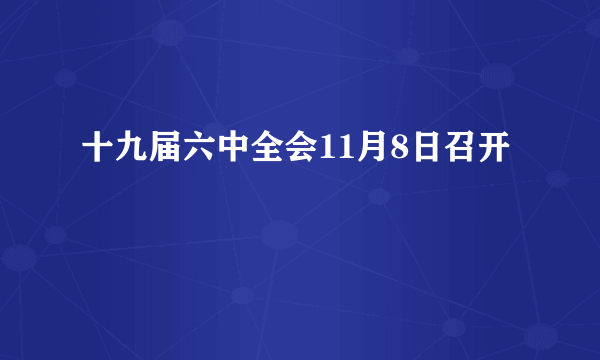 十九届六中全会11月8日召开