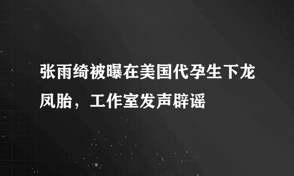 张雨绮被曝在美国代孕生下龙凤胎，工作室发声辟谣