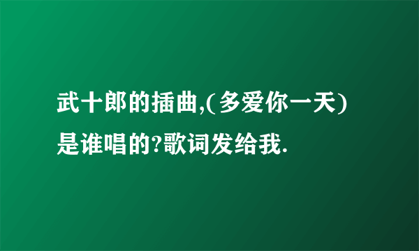 武十郎的插曲,(多爱你一天)是谁唱的?歌词发给我.