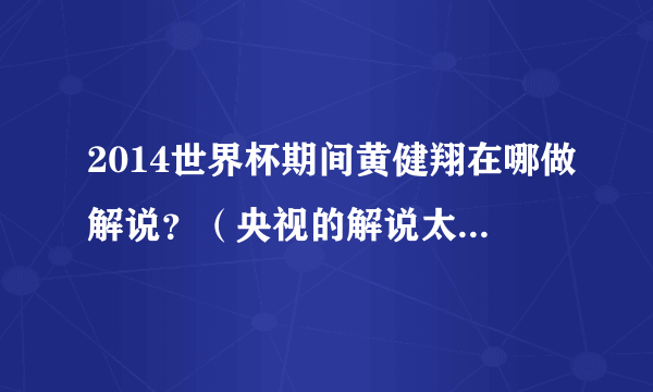 2014世界杯期间黄健翔在哪做解说？（央视的解说太烂了！）