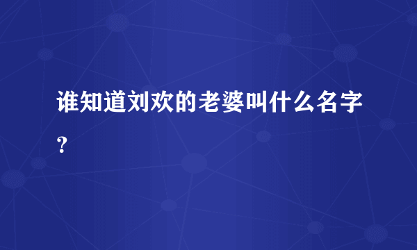 谁知道刘欢的老婆叫什么名字？