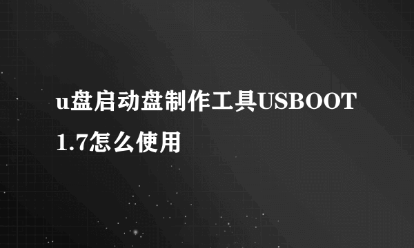 u盘启动盘制作工具USBOOT 1.7怎么使用