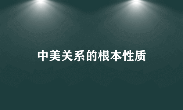 中美关系的根本性质