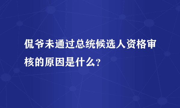 侃爷未通过总统候选人资格审核的原因是什么？