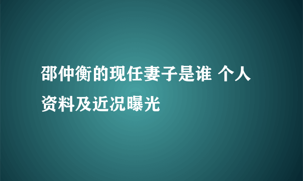 邵仲衡的现任妻子是谁 个人资料及近况曝光