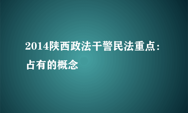 2014陕西政法干警民法重点：占有的概念