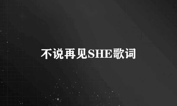 不说再见SHE歌词