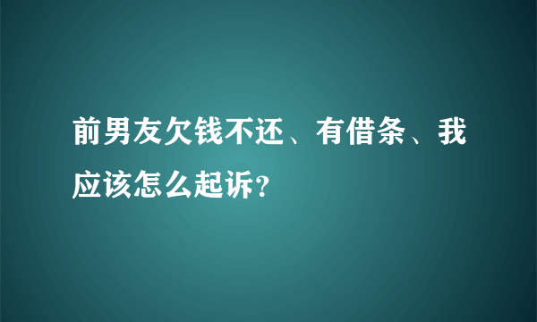 前男友欠钱不还、有借条、我应该怎么起诉？