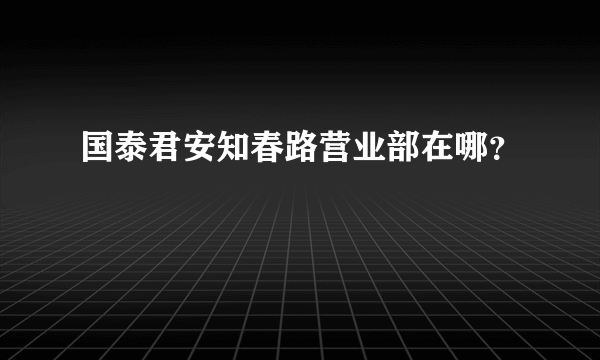 国泰君安知春路营业部在哪？