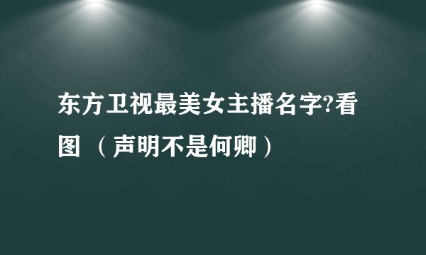 东方卫视最美女主播名字?看图 （声明不是何卿）