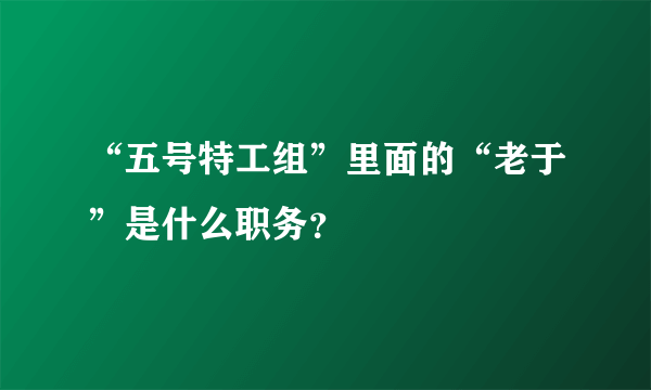 “五号特工组”里面的“老于”是什么职务？