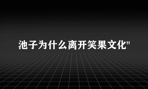 池子为什么离开笑果文化