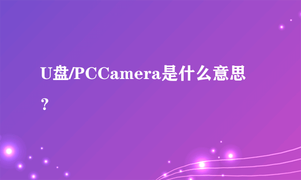 U盘/PCCamera是什么意思？