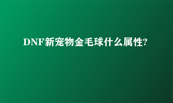 DNF新宠物金毛球什么属性?