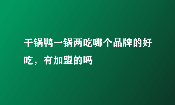 干锅鸭一锅两吃哪个品牌的好吃，有加盟的吗