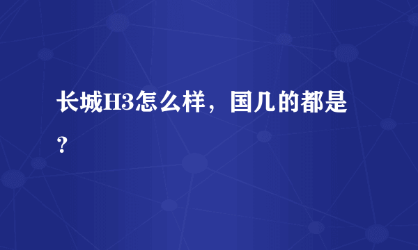 长城H3怎么样，国几的都是？